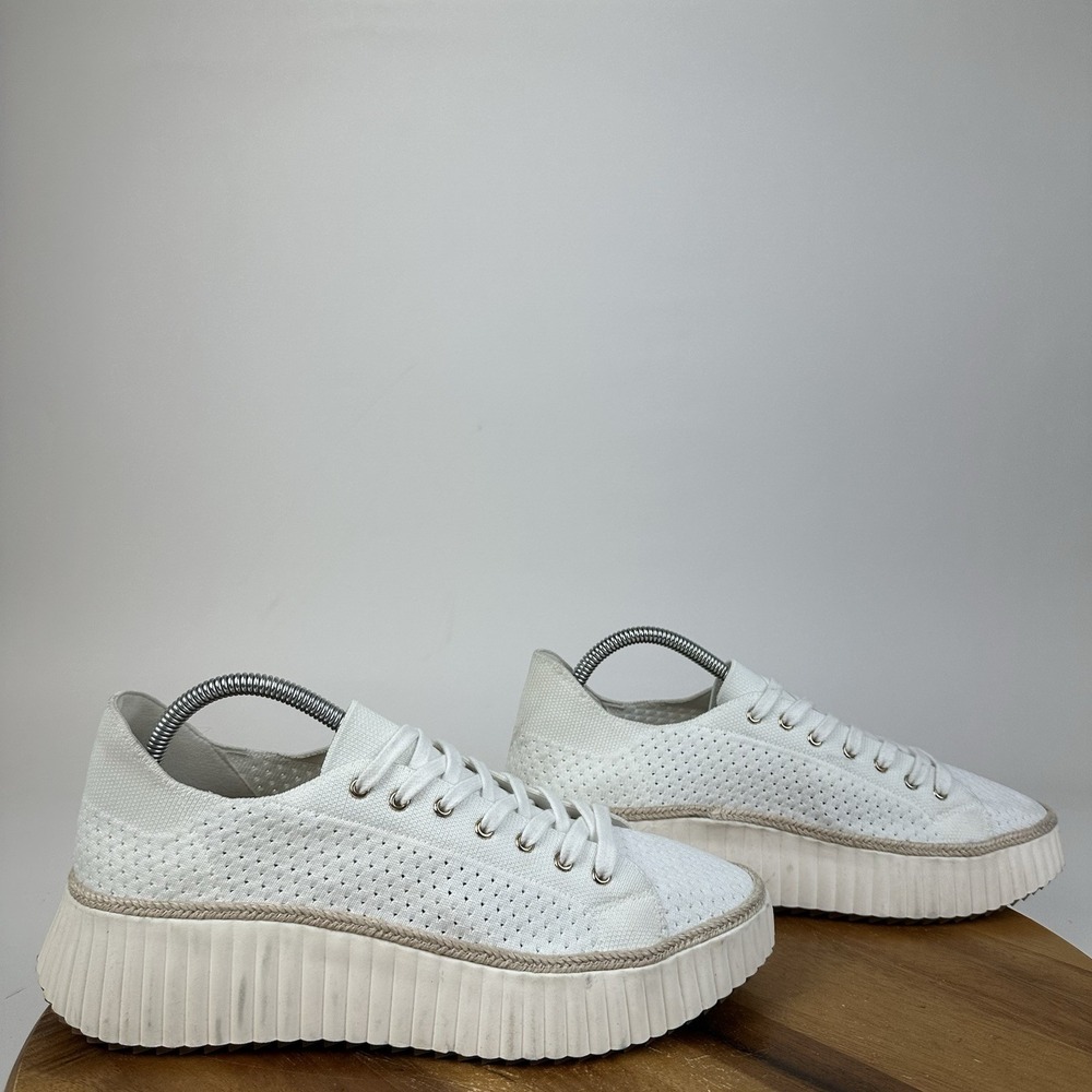 Womens Steven New York Denna White Knit Platform Casual Sneakers Shoes Size 9.5